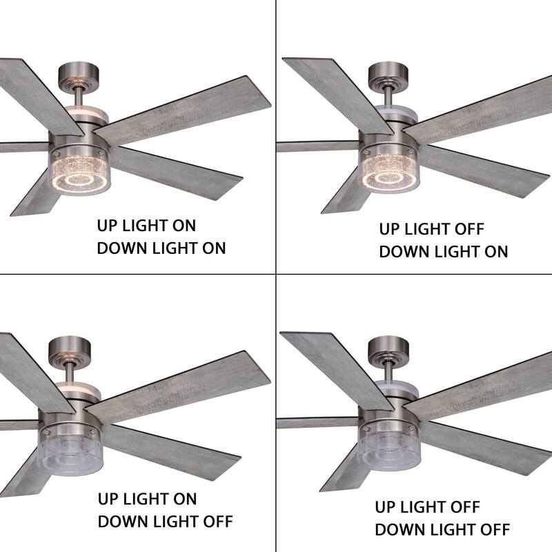 Ashford Brushed Nickel Ceiling Fan with Dual LED Light Kits and Remote - 52-in W x 15.5-in H x 52-in D