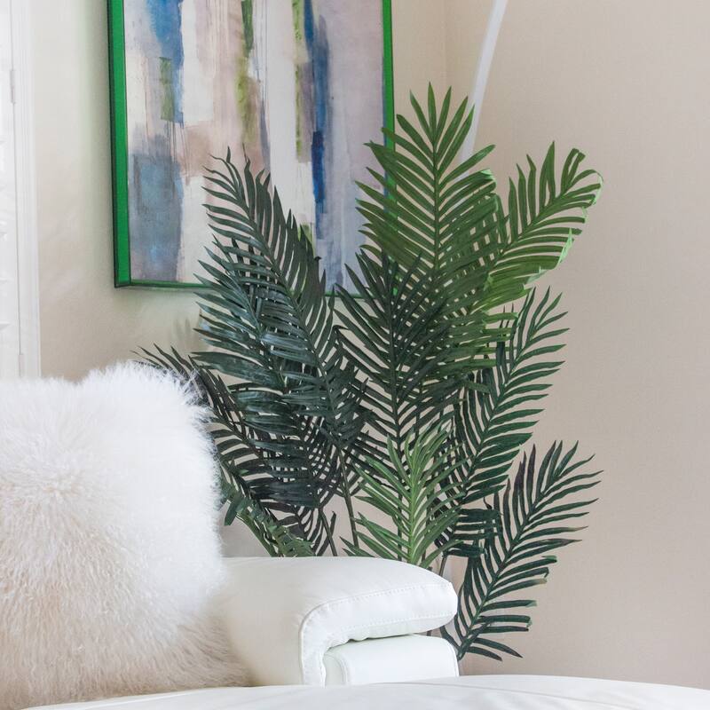Artificial Palm Tree 5ft Tall Indoor, Modern Faux Palm Plant with Planter, Realistic Tropical Decor - 5ft.