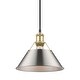 preview thumbnail 2 of 0, Yep by Golden Lighting Orwell 1-light 10in Pendant in Brushed Champagne Brass and Pewter shade - Gold