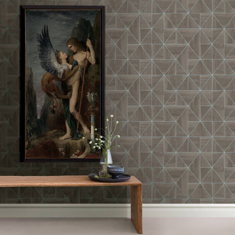 A-Street Prints Cheverny Coffee Geometric Wood Wallpaper