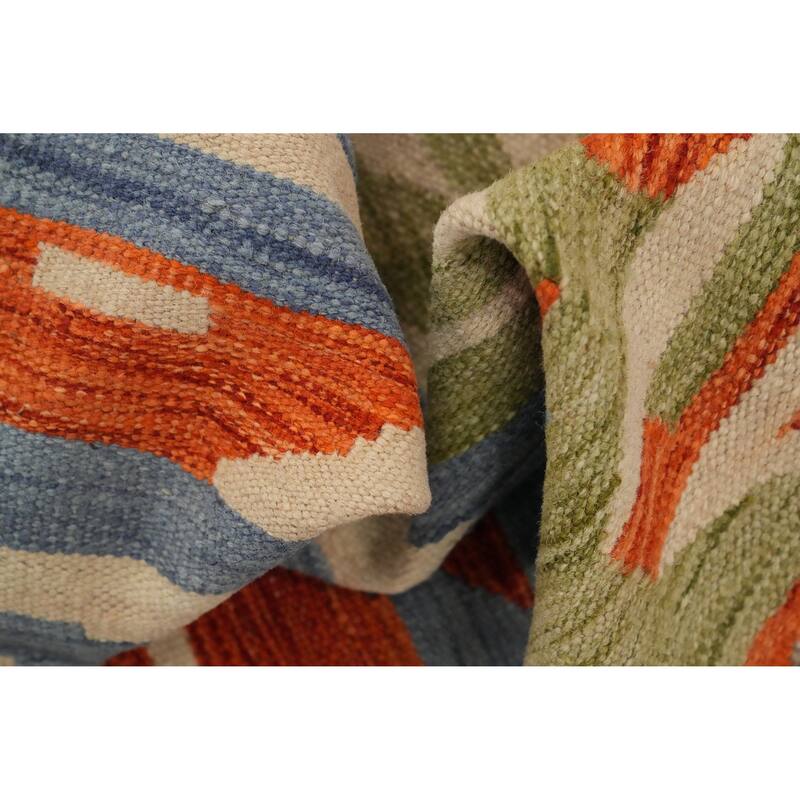 Hand Woven Oriental 100% Wool Carpet Southwestern Modern Multi-Colored Kilim Area Rug - 5' 10'' X 4' 0''
