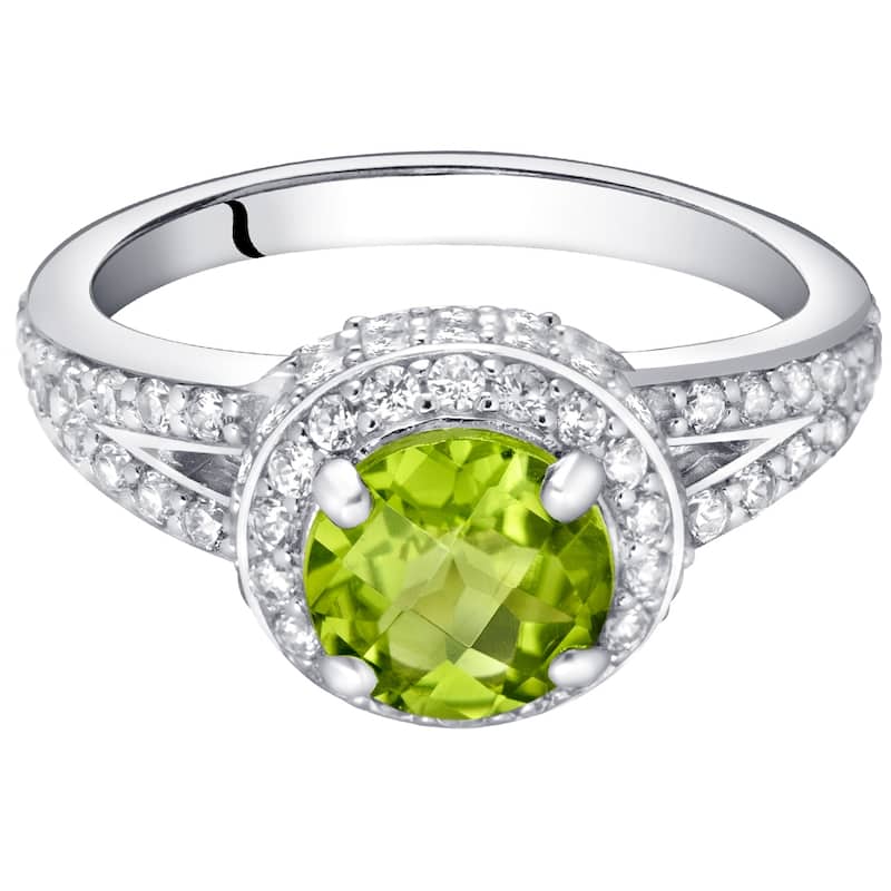 Sterling Silver 1.25 ct Peridot Halo Ring