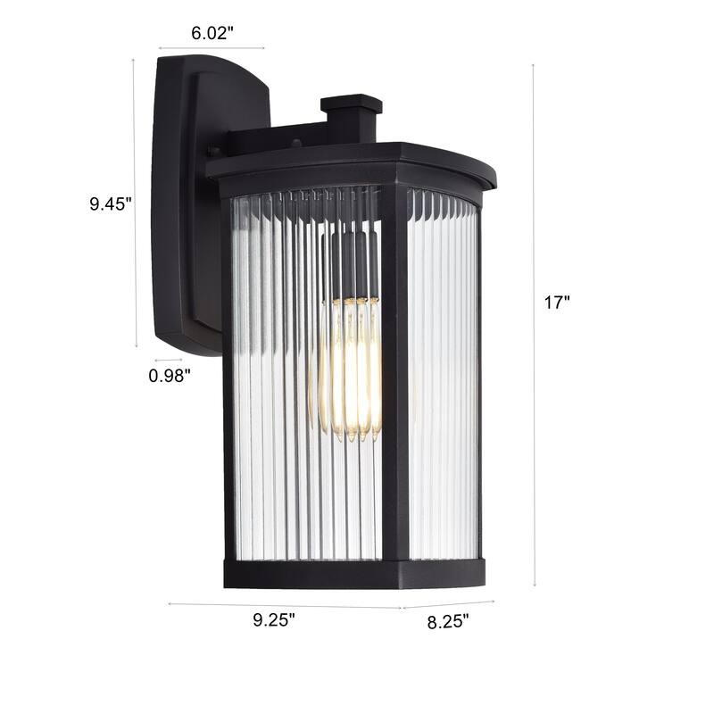 1-light Textured Black Outdoor Wall Lantern