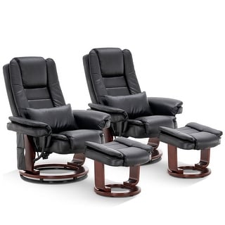 MCombo Set of 2 Swivel Recliner with Ottoman, Vibration Massage Lumbar Pillow