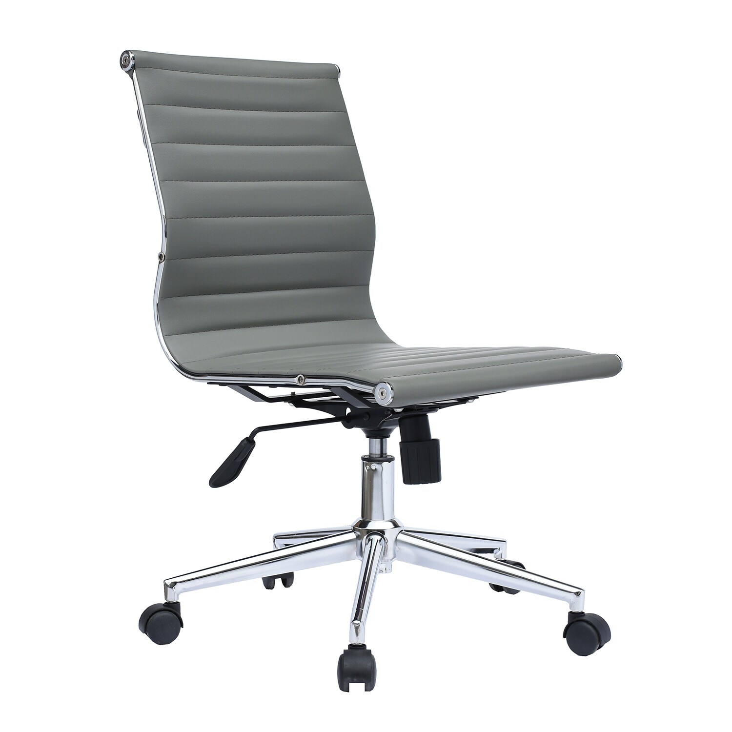 2xhome Swivel Adjustable Height Pu Leather Office Chair Mid Back Armless No Arms Side Ribbed Executive Ergonomic Task Work Overstock 14390900