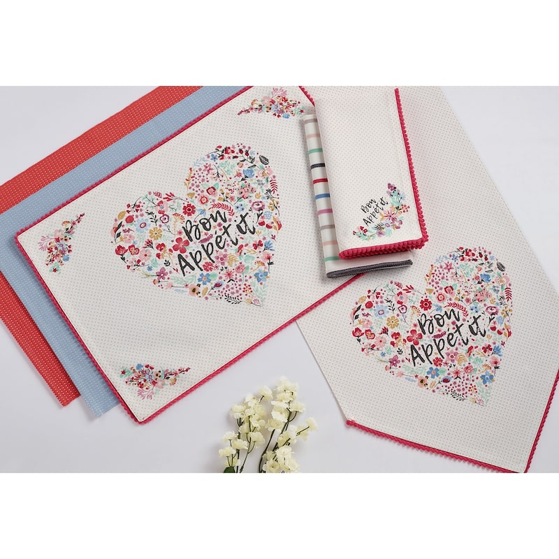 DII Pink Dobby Dots Placemat Set, 13x19", 6 Piece