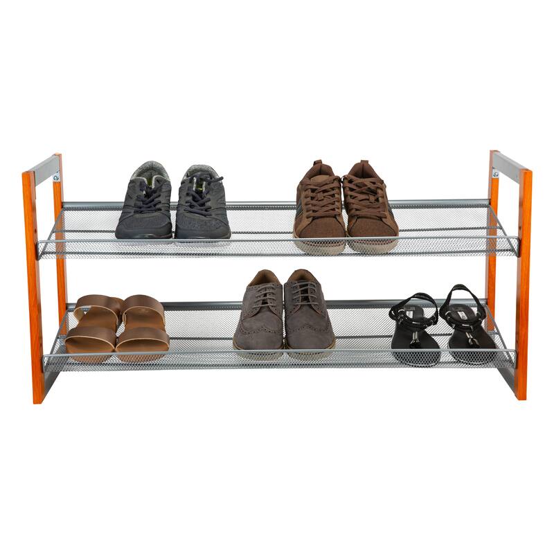 Organize It All Wooden Stackable Shoe Rack - 35.25"x12.75"x33.46"