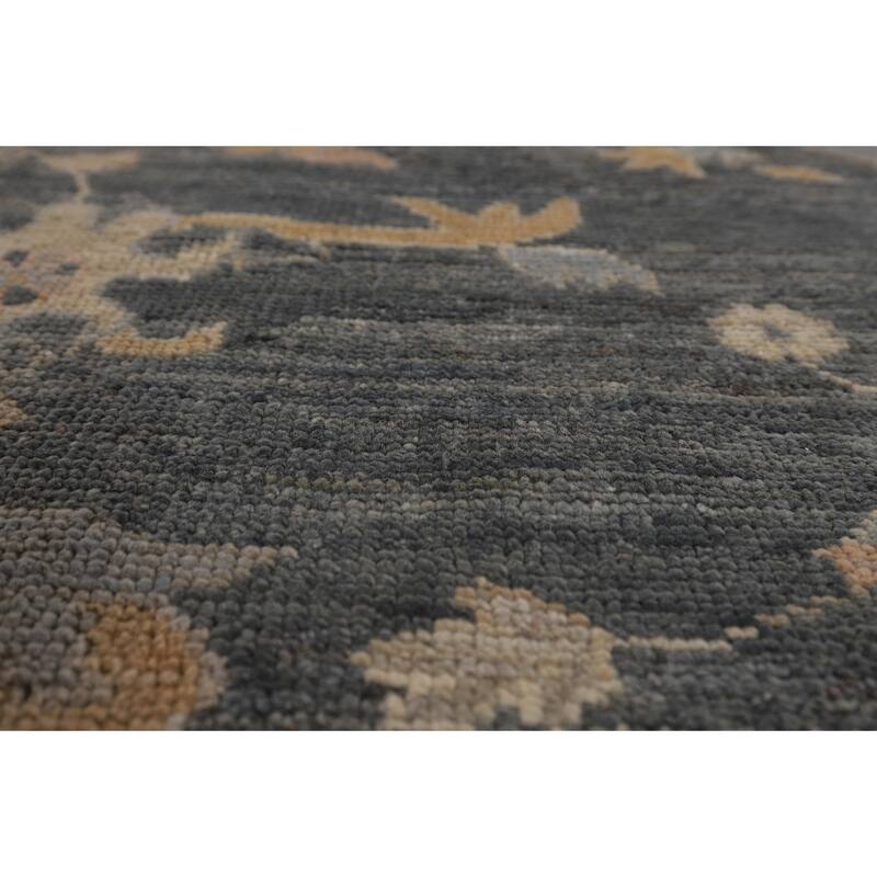 Vegetable Dye Floral Oushak Turkish Large Rug Handmade Wool Carpet - 11'11"x 14'7"