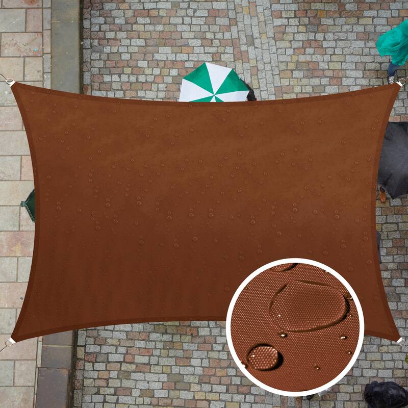 ColourTreeUSA Rectangle Waterproof Sun Shade Sail HDPE Mesh Fabric Screen Canopy UV Block 220 GSM - 7' x 12' - Brown