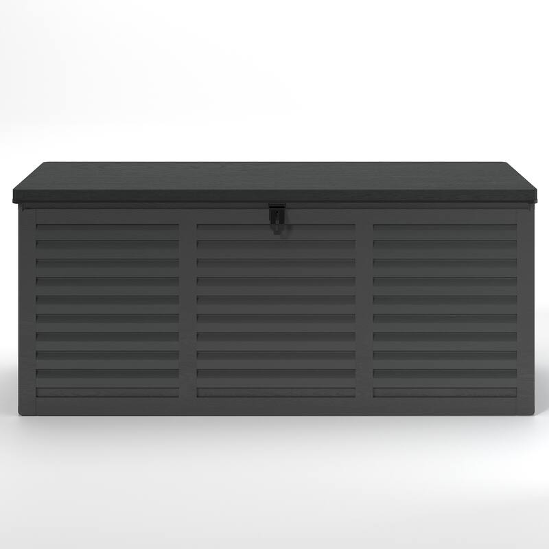 130 Gal. Upgraded Resin Deck Box, Outdoor Storage Box Waterproof with Hydraulic Rod and Side Handle, Lockable