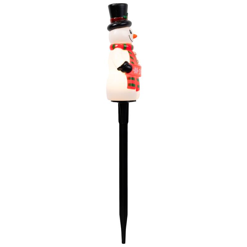 Snowman with Joy Banner Outdoor Christmas Pathway Markers - 16.5" - Set of 3 - White