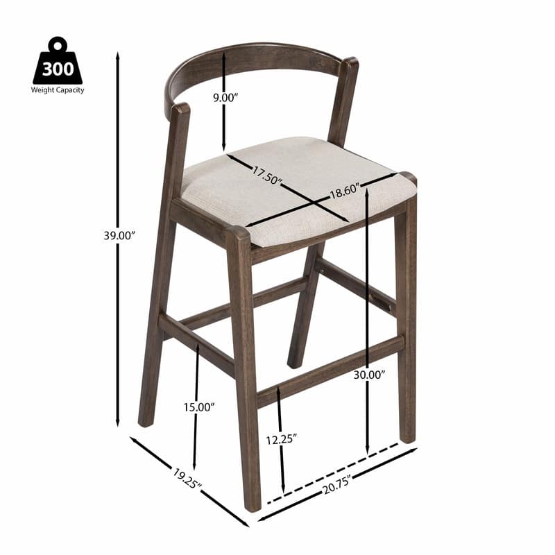 Set of 2 Indoor Rubberwood Barstools