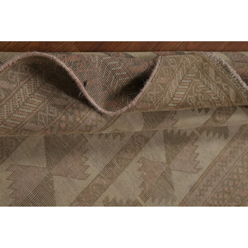 Geometric Balouch Oriental Vintage Runner Rug Handmade Wool Carpet - 3'4"x 6'10"