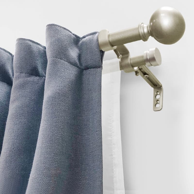 Lumi 3/4" Double Curtain Rod Oil Rubbed Bronze/ Silver- Ball finials