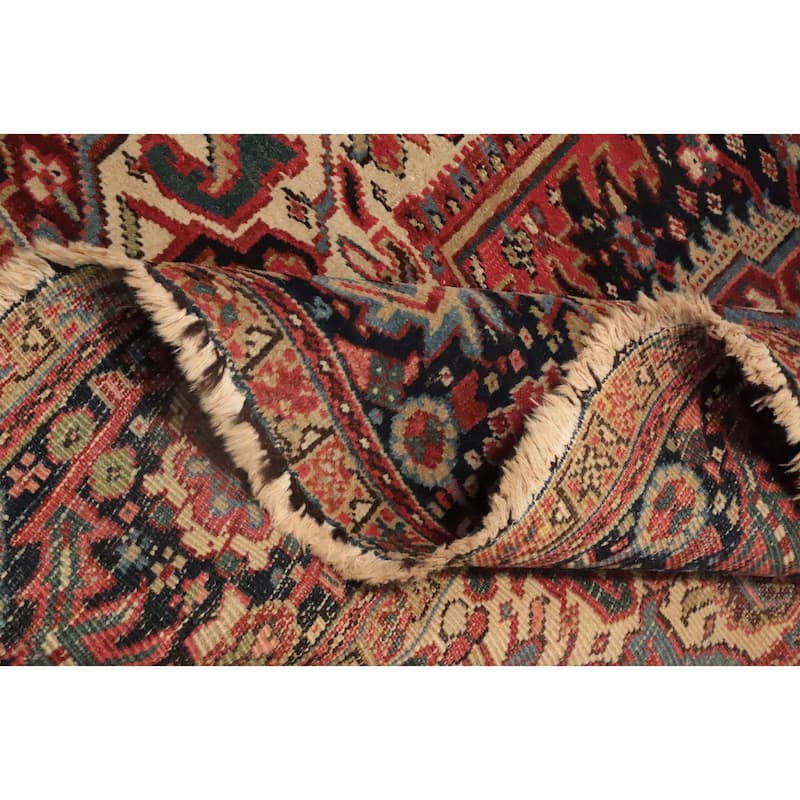 Hand Knotted Oriental 100% Wool Carpet Traditional Medallion Oranges & Rust Heriz (serapi) Area Rug - 12' 11'' X 8' 11''