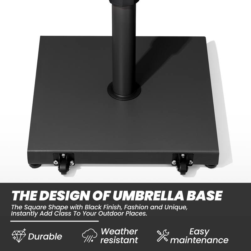 Outdoor Market Umbrella Base Holder Square Concrete / Cement Metal w/Wheels