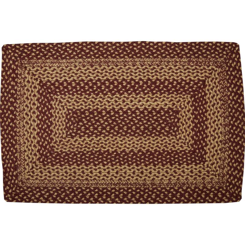 Burgundy Tan Jute Rug Rect w/ Pad 20x30 - 20" x 30" Rectangle