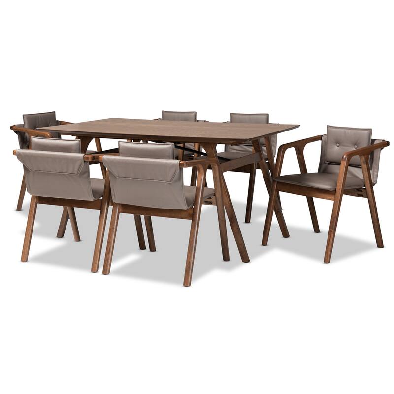 Marcena Mid-Century Modern 7-Piece Dining Set - Grey
