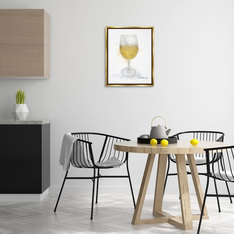 Stupell Modern Chardonnay in Glass Framed Floater Canvas Wall Art Design By Matthew Piotrowicz