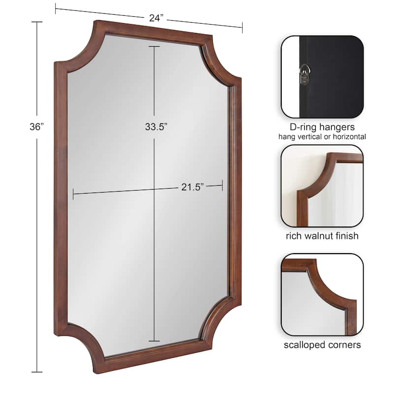 Kate and Laurel Hogan Scalloped Wood Framed Mirror