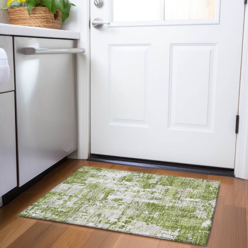 Premium Washable Super Soft Abstract Acree Mayfield Rug - Green - 1'8" x 2'6"