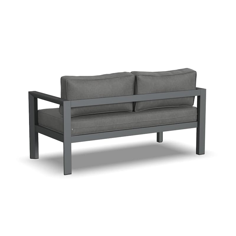 Grayton Gray Aluminum Outdoor Aluminum Loveseat - 61" x 32" x 29"