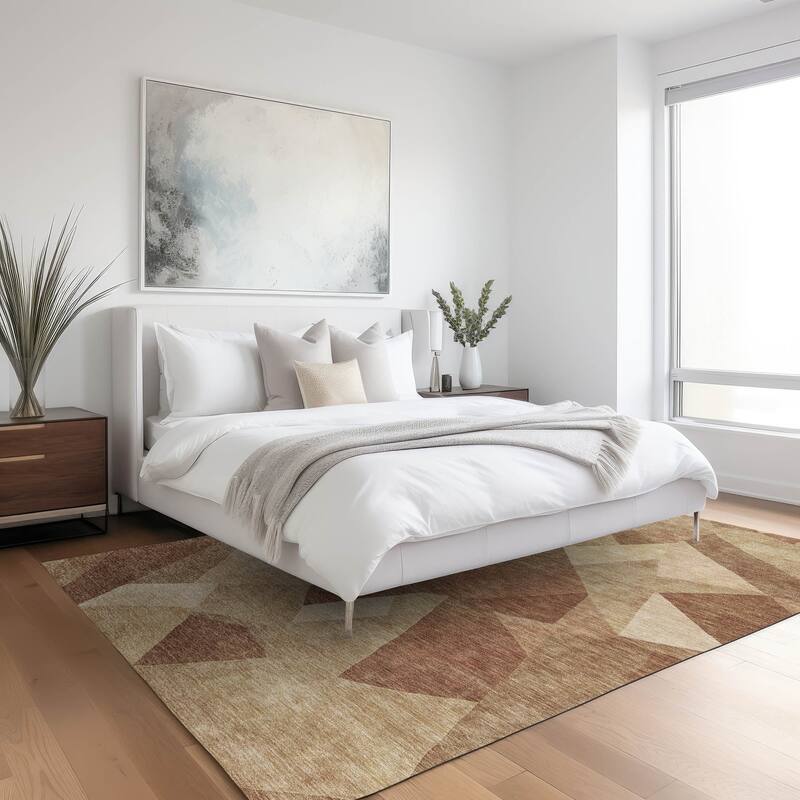 Machine Washable Indoor/ Outdoor Modern Queby Chantille Rug