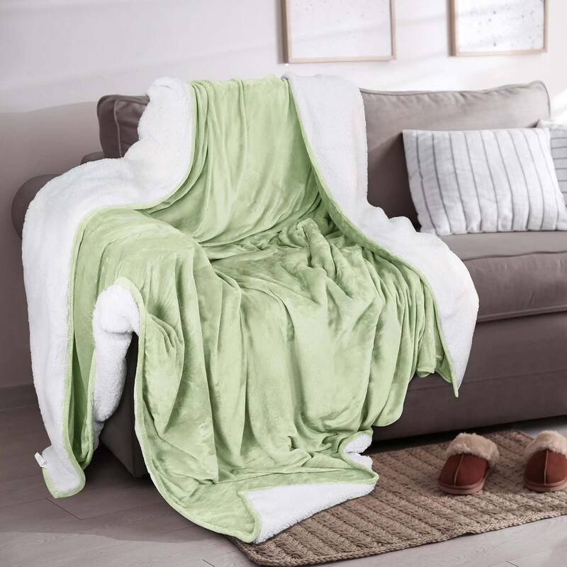 Linery & Co. Velvet Plush Reversible Sherpa Bed Blanket