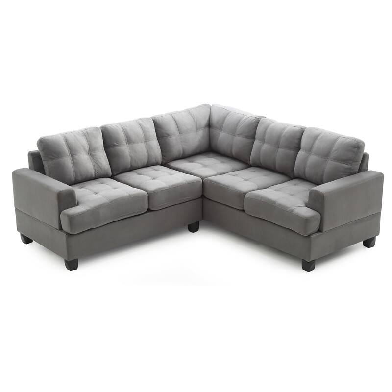Tufted Microsuede L-Shape Sectional Sofa - 80" - Gray