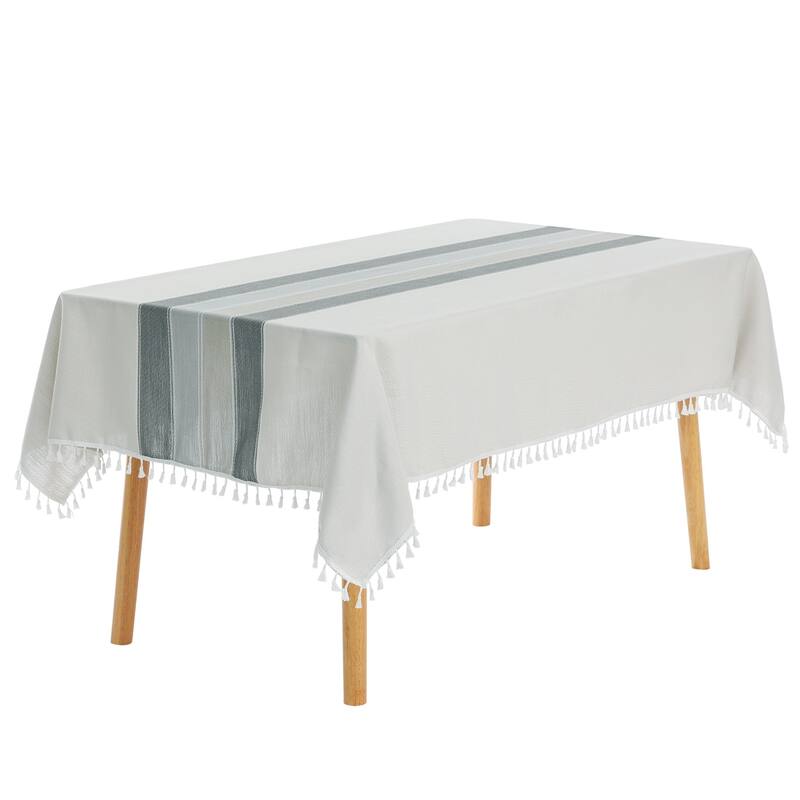 1 Pack Rectangle Tablecloth, Cotton Linen Spillproof Table Cover - Grey - 55x79inch