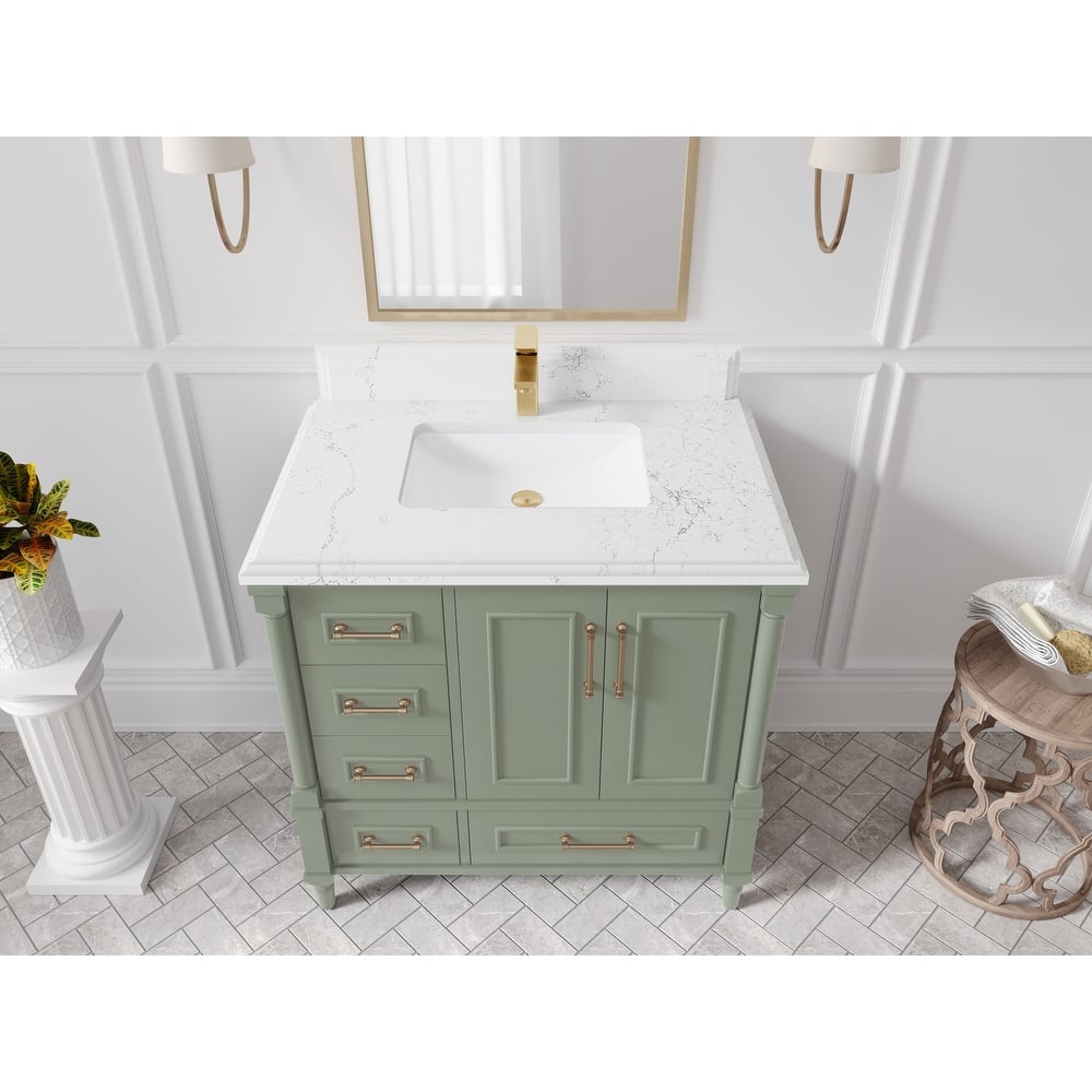Willow Collections 36 in. W x 22 in. D Aberdeen Center Right Offset Sink Bathroom Vanity with Countertop