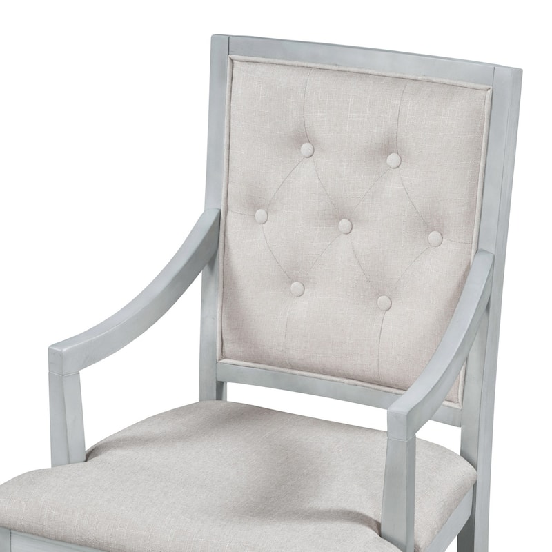 42" Extendable Round Dining Table and 4 Upholostered Chairs, 5-Piece Set