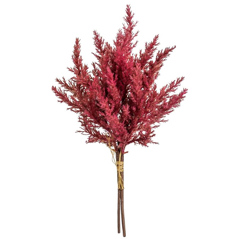 Artificial Pampas Grass Floral Bundle Spray - 14" - Rose Red