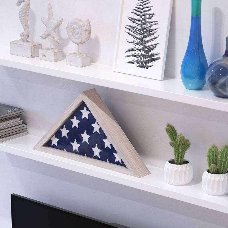 Solid Wood Display Case for 9.5 x 5 Veterans Flag