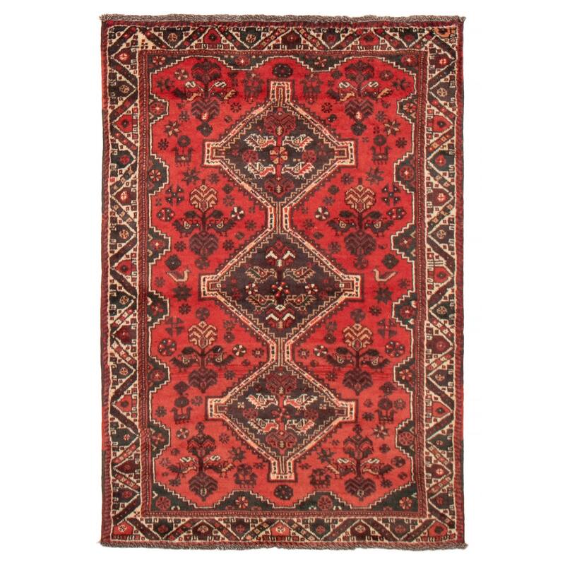 ECARPETGALLERY Hand-knotted Melis Vintage Red Wool Rug - 3'9 x 5'4 - Red - 3'9 x 5'4