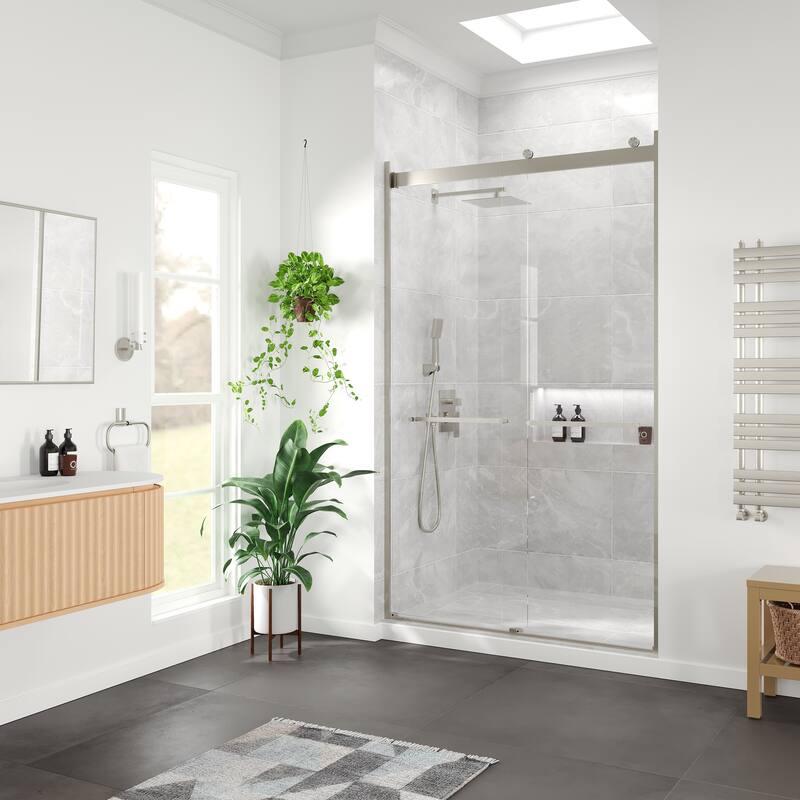 Eviva Orbit Sliding Frameless Shower Door with Tempered Glass