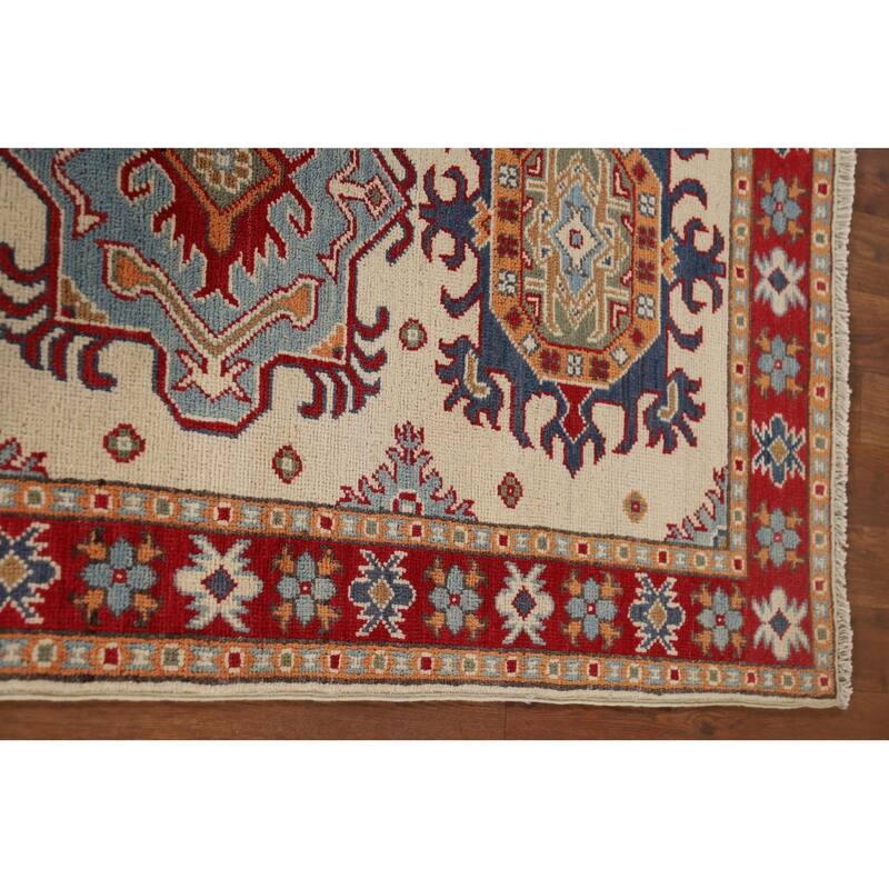 Geometric Kazak Oriental Runner Rug Handmade Foyer Wool Carpet - 2'8" x 9'7"