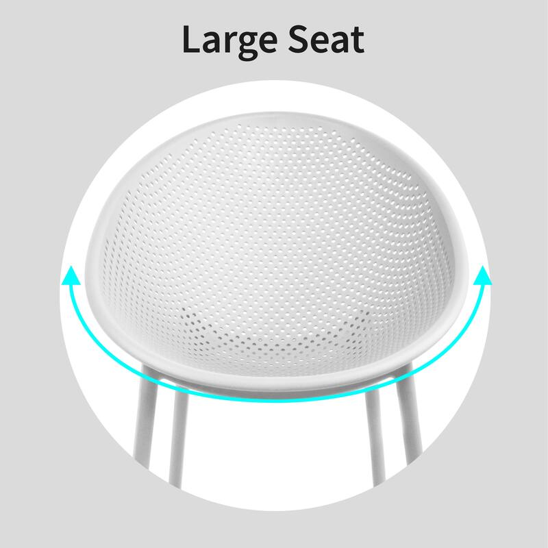 Mid-Century Modern Plastic Lounge Chair Plastic Legs with Breathable Perforated Egg Shaped Seat for Indoor/Outdoor Use