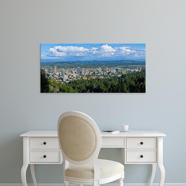 Easy Art Prints Panoramic Images's 'Portland skyline from Pittock Mansion, Multnomah County, Oregon, USA' Canvas Art