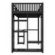 preview thumbnail 10 of 8, Twin XL Size Loft Bed with Desk, Wardrobe, Metal Frame & Shelves, Black