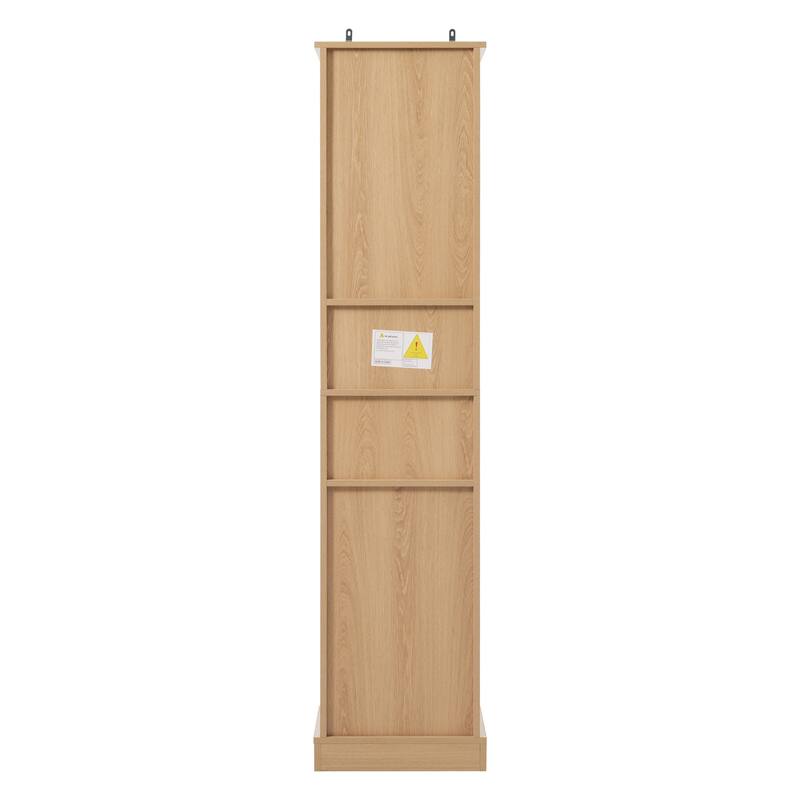 67.7" Tall Freestanding Bathroom Cabinet, Traditional American Style, 1 Door with Adjustable Shelf, 3 Drawers, Open Storage