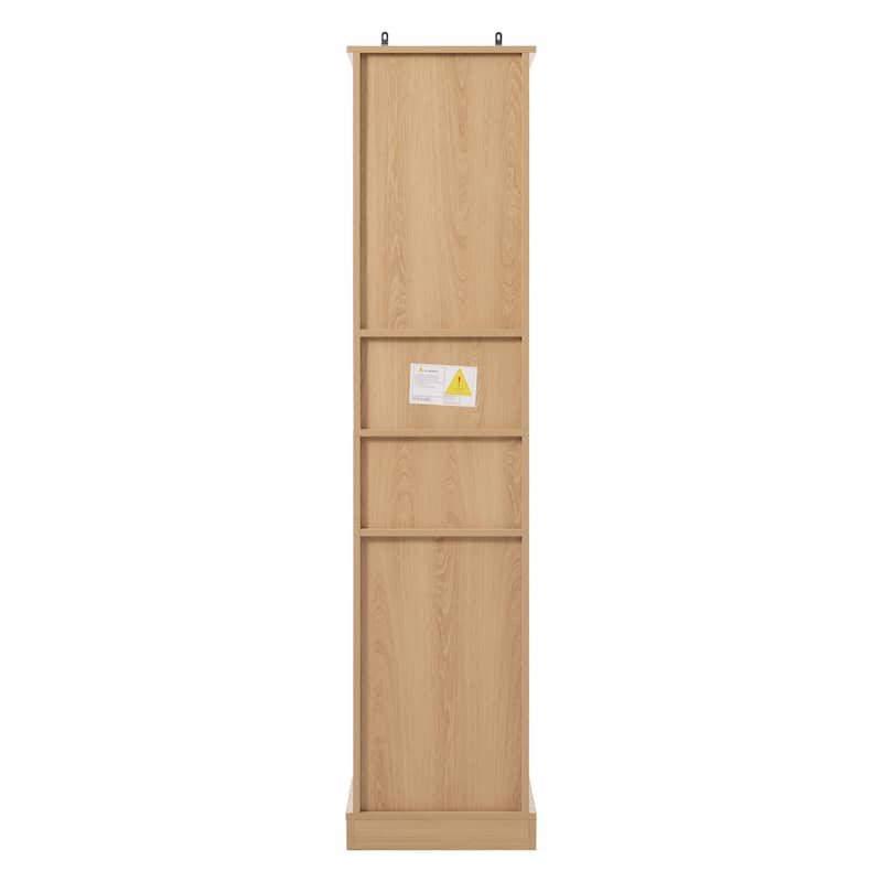 Vertical Stripe Accents Cabinet Freestanding Tall Cabinet for Bathroom with 1 Door, 3 Drawers, Open Storag and Adjustable Shelf