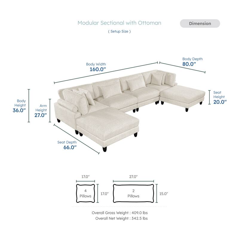 Jonas 6-Piece Modular Sectional Sofa with Ottoman