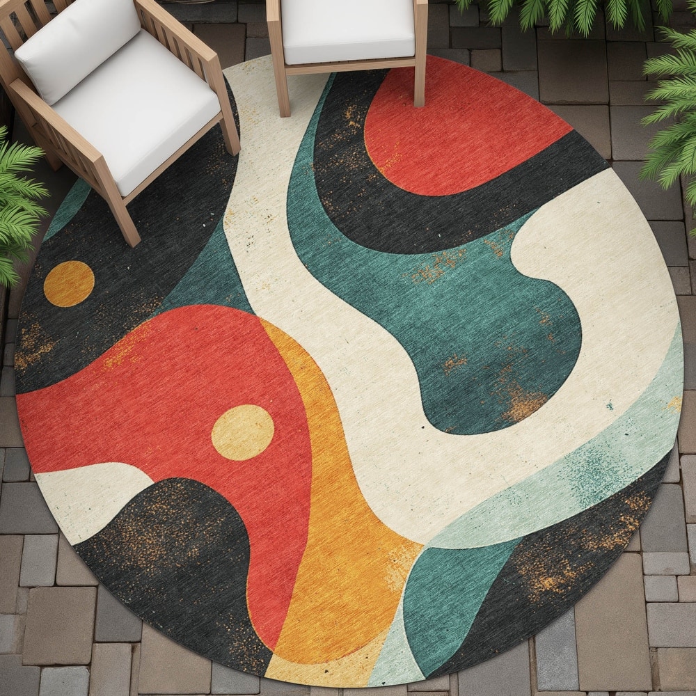 Machine Washable Indoor/Outdoor Casual Contemporary Chantille Rug