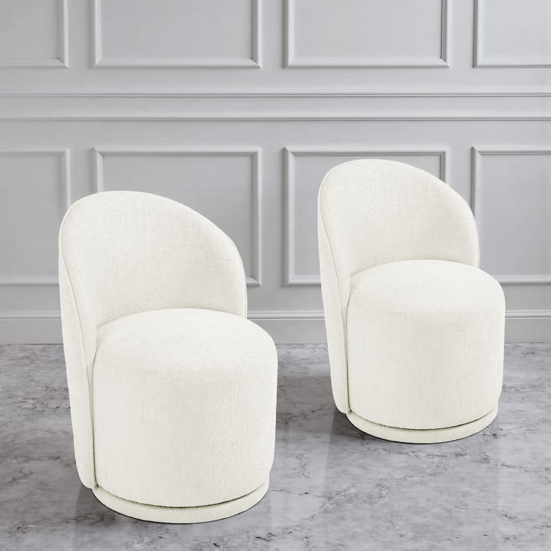 Upholstered Swivel Dining Chair Armless Barrel Chair