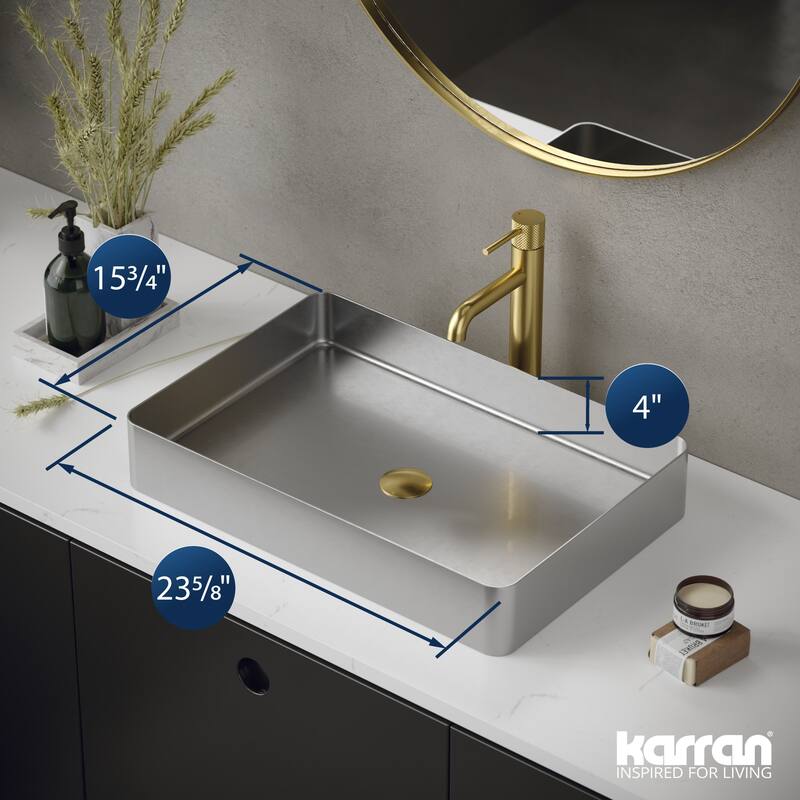 Karran USA CCV600 Cinox 23-5/8" Rectangular Stainless Steel Vessel