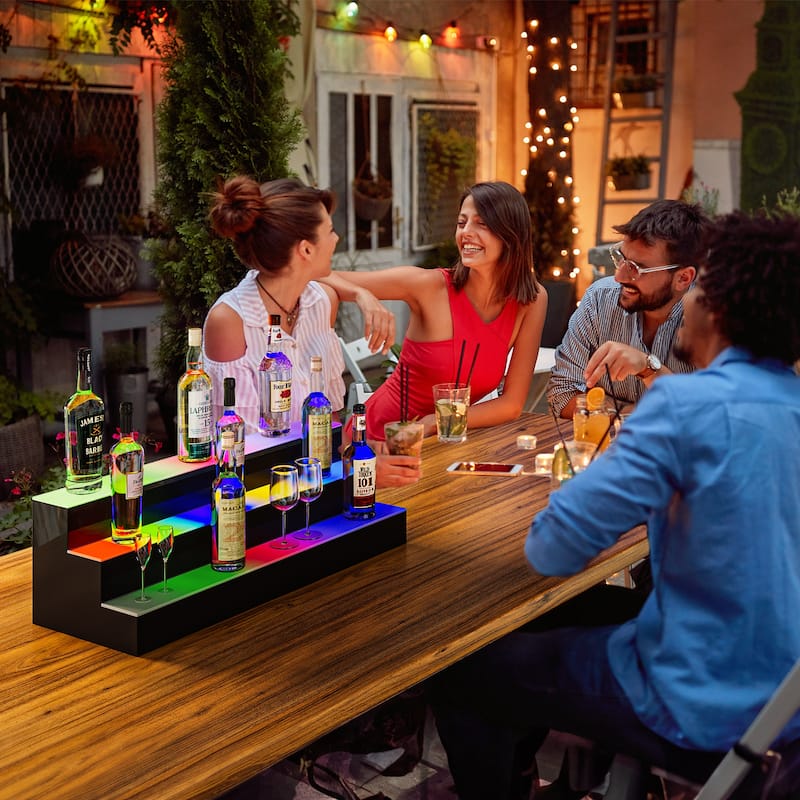Moasis Lighted Liquor Bottle Display Shelf Wine Bottle Rack
