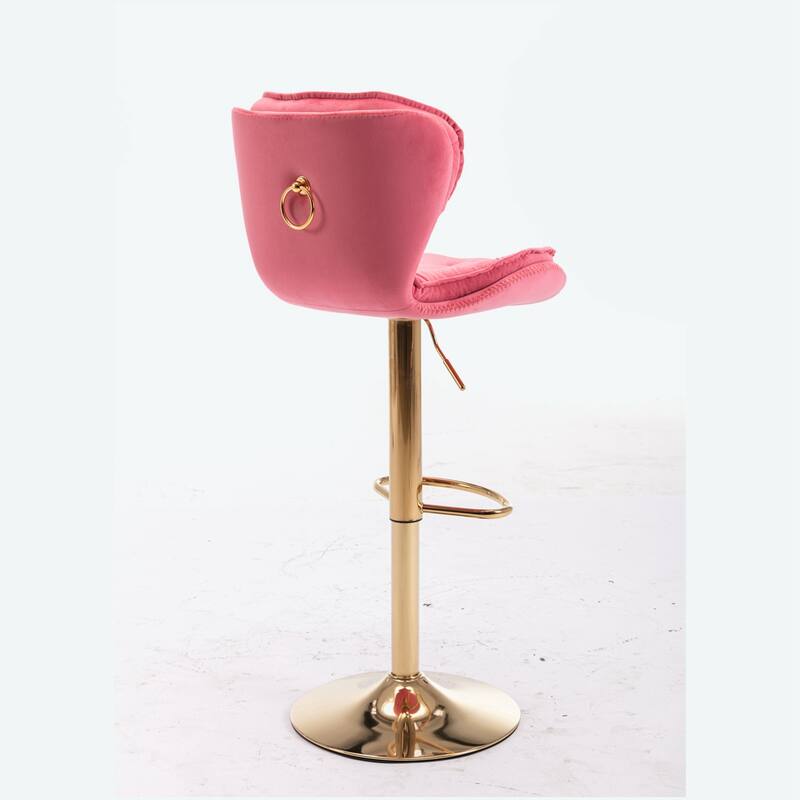 Set of 2 Bar Stools With Golden Base