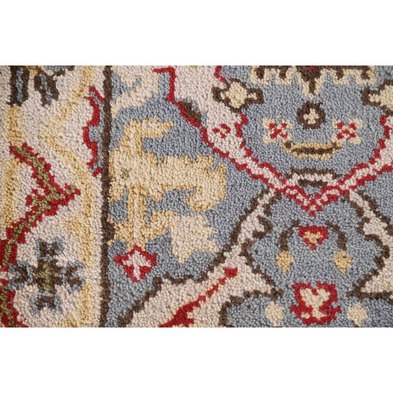 Geometric Grey Oushak Area Rug Handmade Wool Carpet - 2'0"x 3'0"