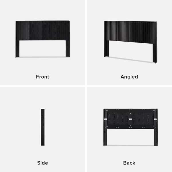 dimension image slide 1 of 3, mopio Brooklyn Headboard, 62.4" Wide Headboard Only, Wood Headboard, Modern Farmhouse, Boho, Wall Mount, Fluted Panel